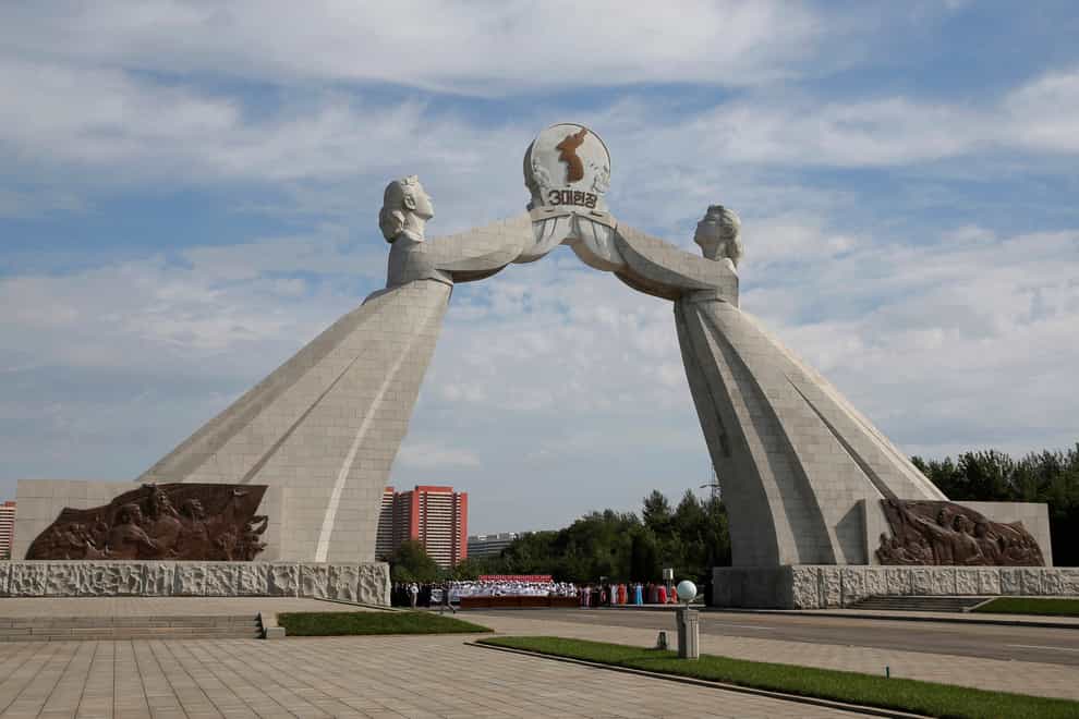 The Arch of Reunification no longer appears on satellite images (AP)