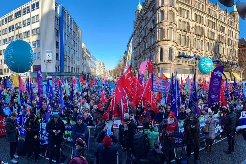The unions made the call after an estimated 170,000 public sector workers last week took part in a strike over pay (PA)