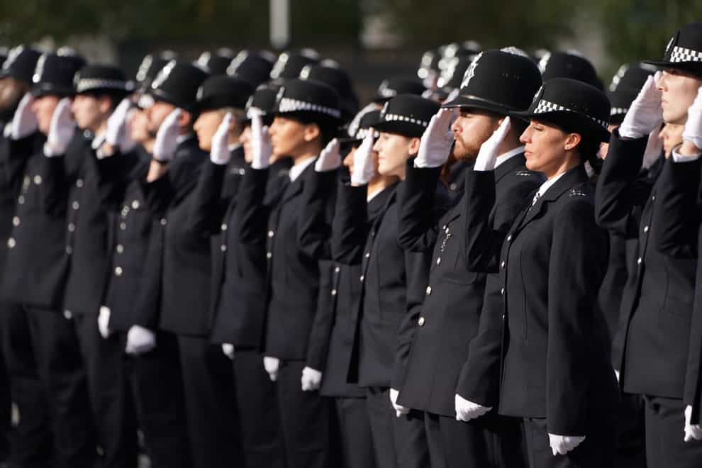 The number of police officers in England and Wales has fallen, months after the Government hailed a campaign to hire thousands of recruits (Kirsty O’Connor/PA)