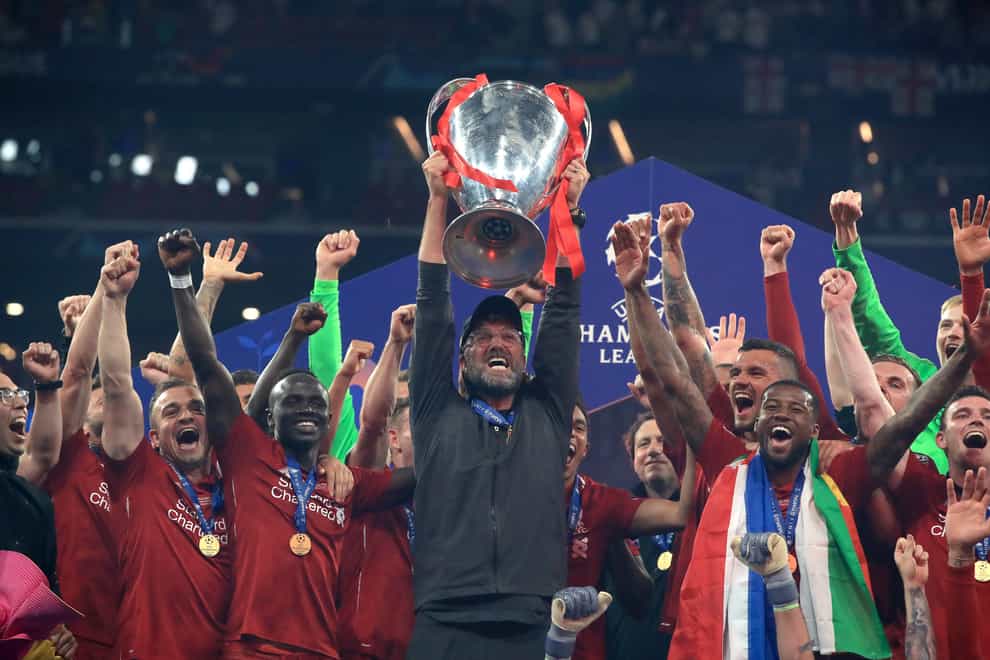 Liverpool manager Jurgen Klopp lifts the Champions League in 2019 (Peter Byrne/PA)