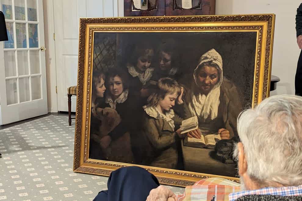 The John Opie painting, The Schoolmistress (FBI via AP)