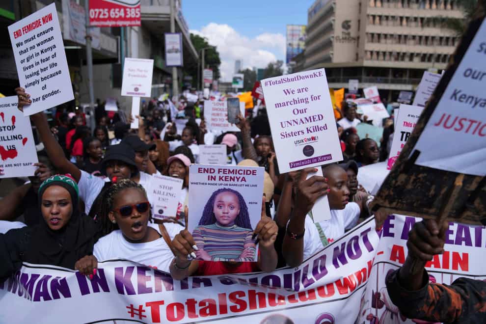 Thousands, mostly women protesters, march in Nairobi, Kenya (AP/Brian Inganga)