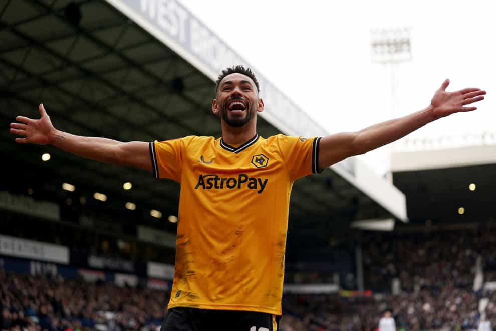 Matheus Cunha scored Wolves’ second goal at West Brom before the game was overshadowed by crowd violence (Bradley Collyer/PA)