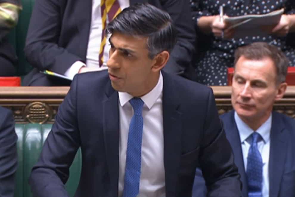 Prime Minister Rishi Sunak speaks during Prime Minister’s Questions in the Commons (House of Commons/UK Parliament/PA)