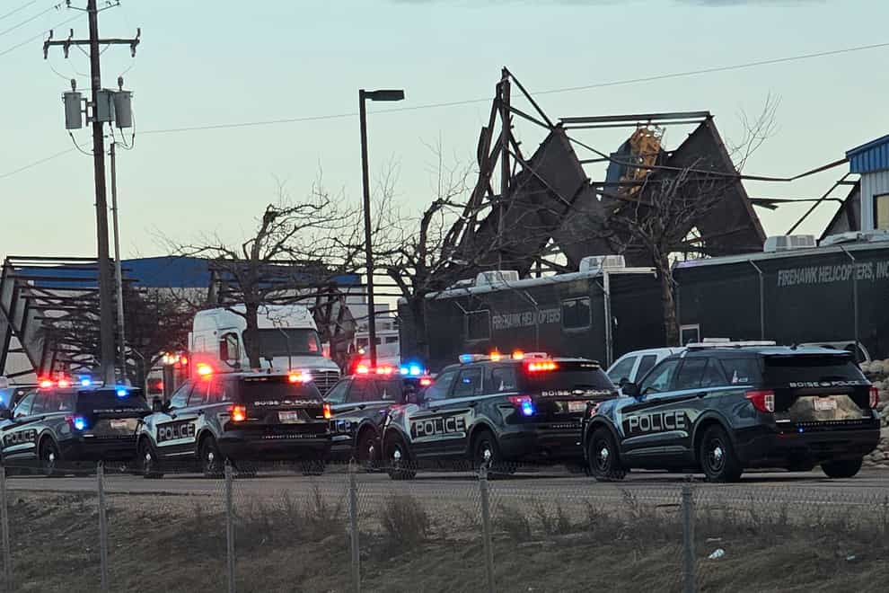 Authorities respond to the scene of a building collapse near the Boise Airport (Terra Furman/AP)