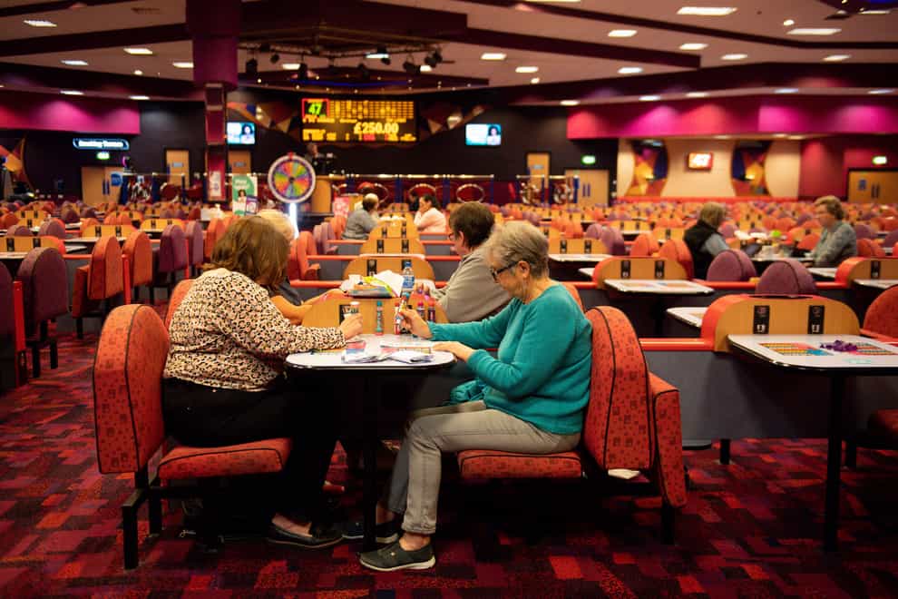 Customers enjoy a game at the Mecca Bingo hall in Birmingham (Jacob King/PA)