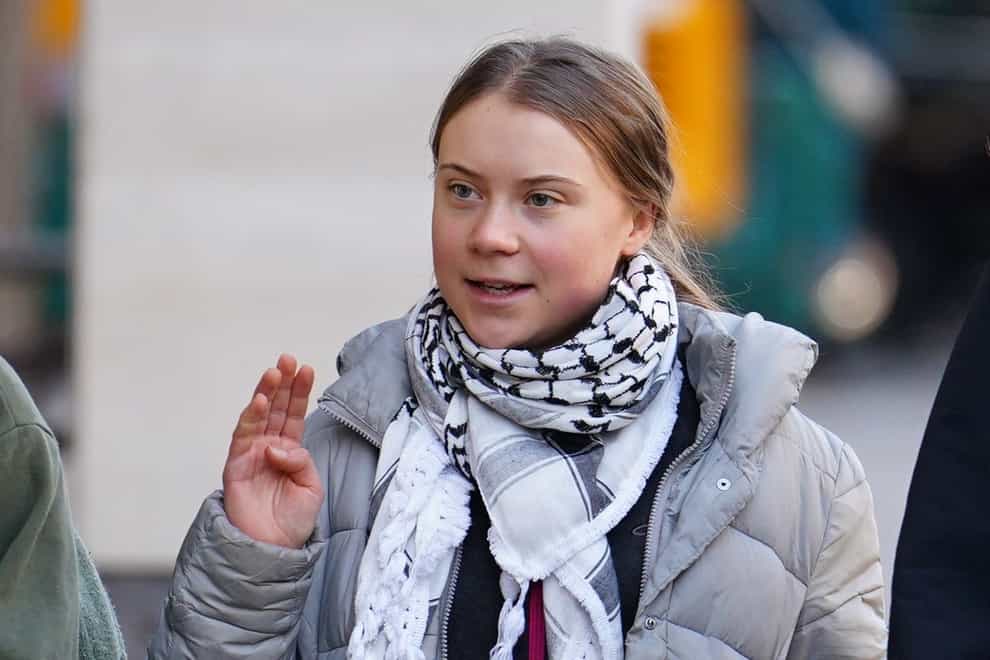 Greta Thunberg arriving at Westminster Magistrates’ Court (Jordan Pettitt/PA)