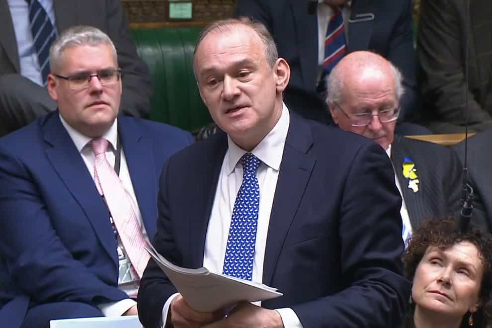 Lib Dem leader Sir Ed Davey has apologised to victims of the Post Office scandal as he accused the Government of using the scandal to attack political rivals (House of Commons/PA)