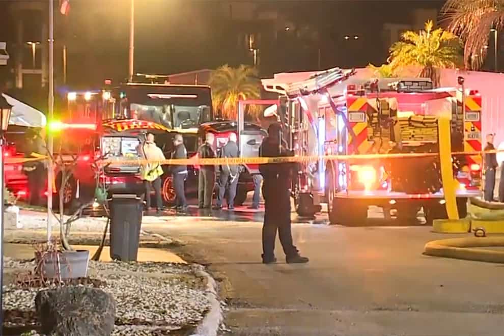 Several people have died after a plane crashed into a mobile home park in Florida (WFTS-TV via AP)