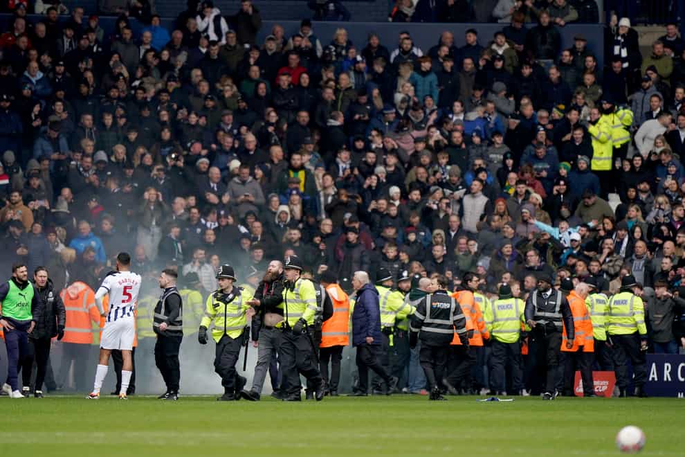 Trouble flared during the Black Country derby between West Brom and Wolves at The Hawthorns (Bradley Collyer/PA)