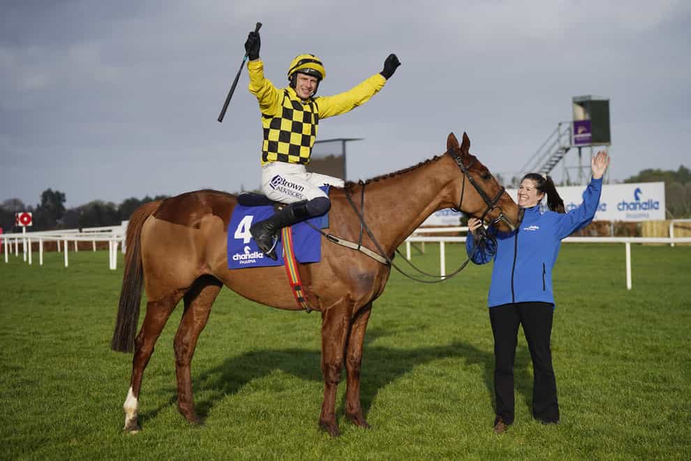 Paul Townend celebrates aboard State Man at Leopardstown (Niall Carson/PA)