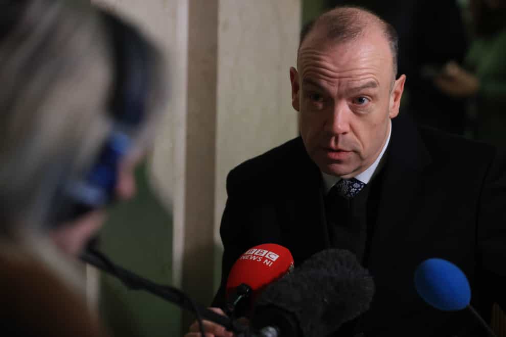 Northern Ireland Secretary Chris Heaton-Harris speaking to the media at the Northern Ireland Assembly, Parliament Buildings in Belfast (Liam McBurney/PA)