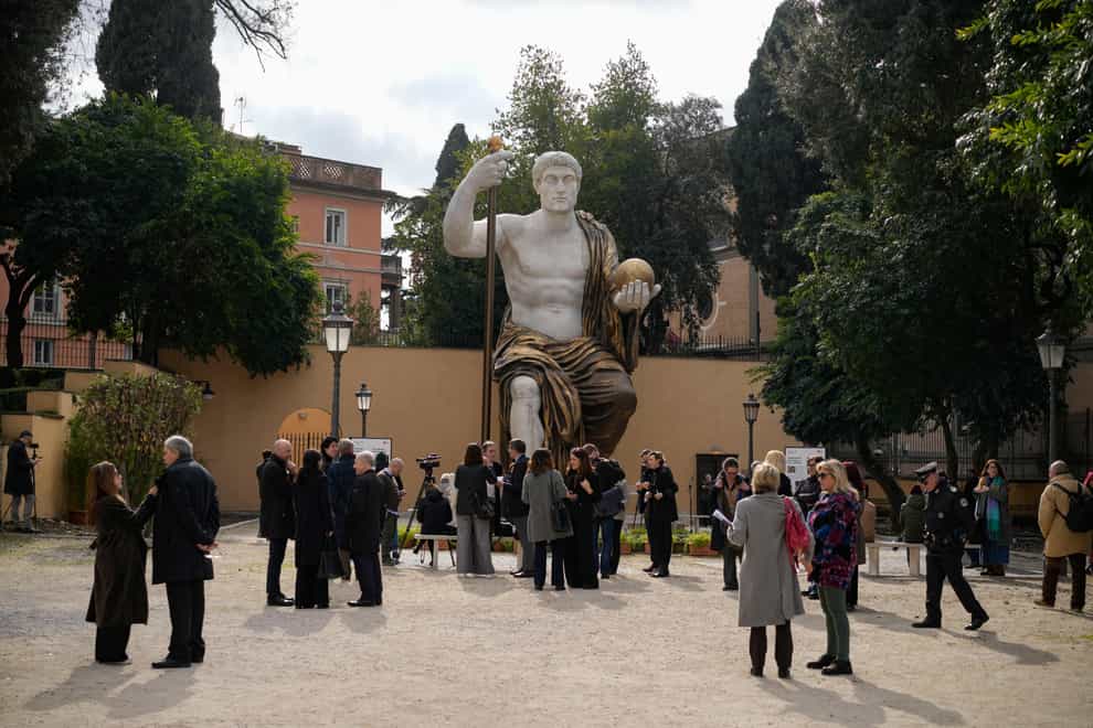 The replica statue of Emperor Constantine has been unveiled in Rome (Andrew Medichini/AP)