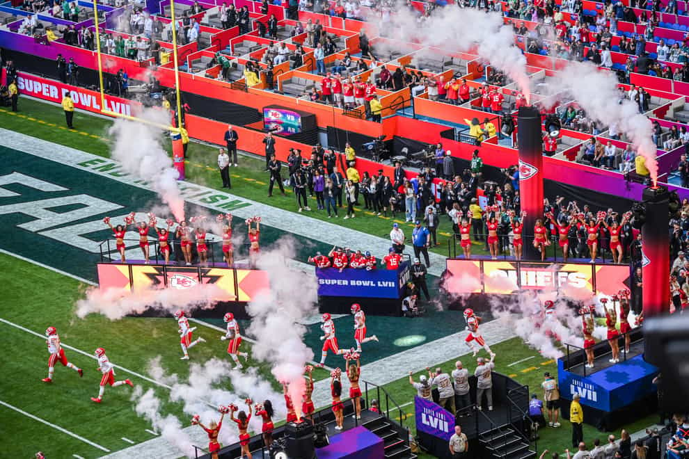 Kansas City Chiefs players take to the field ahead of Super Bowl LVII between the Kansas City Chiefs and the Philadelphia Eagles in 2023 (Anthony Behar/PA)