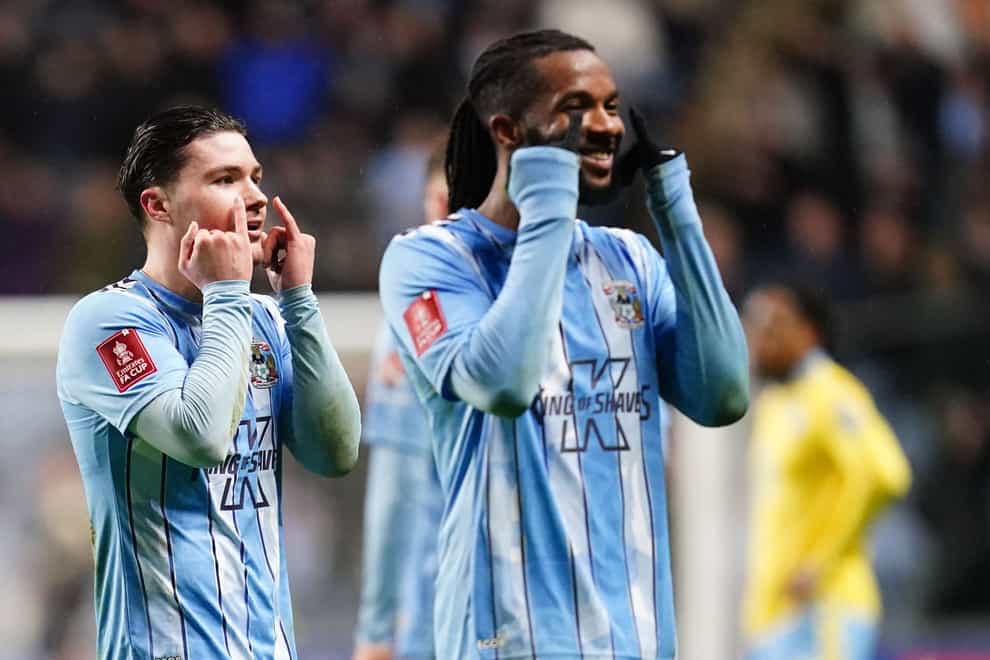 Callum O’Hare and Kasey Palmer were on target for Coventry (Nick Potts/PA)