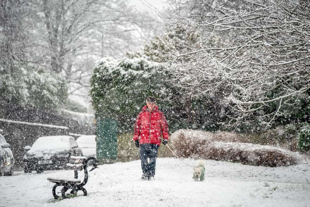 Snow falls in Knaresborough, in North Yorkshire (Danny Lawson/PA)