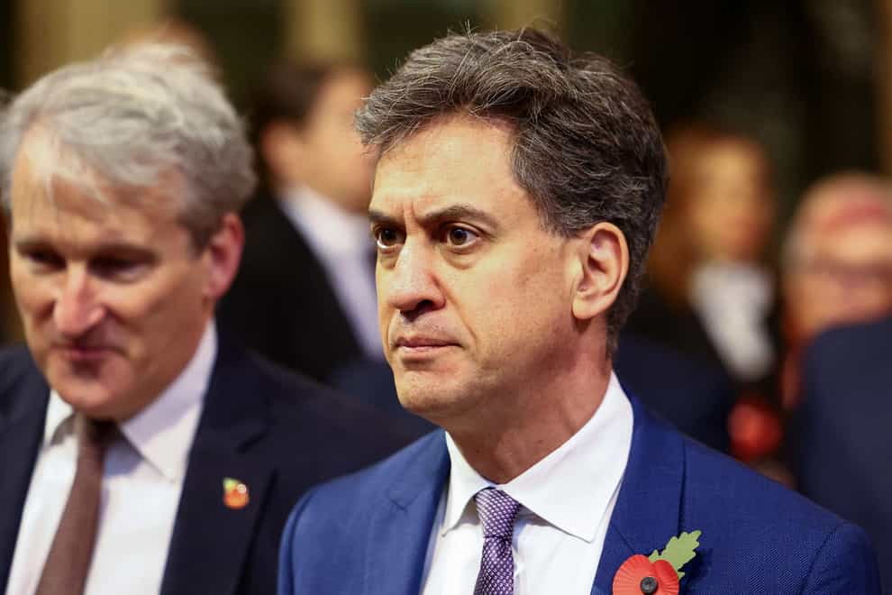 Shadow climate change secretary Ed Miliband said he never considered quitting over the axing of the £28 billion pledge (Hannah McKay/PA)