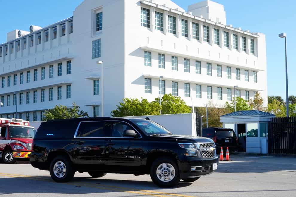 Former President Donald Trump arrives at the Federal Courthouse in Fort Pierce (Marta Lavandier/AP)