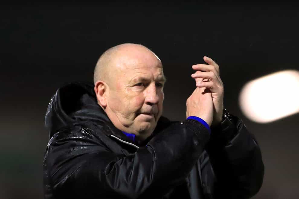 Accrington Stanley manager John Coleman applauds the fans after the Emirates FA Cup third round match at the LV Bet Stadium Meadow Park, Borehamwood. Picture date: Saturday January 7, 2023.