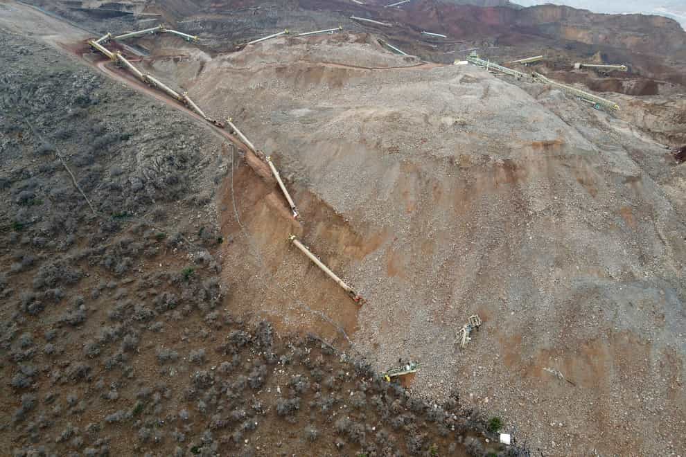 The landslide hit the Copler gold mine near Ilic village (Dia images via AP)