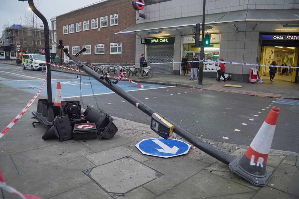 The scene on Kennington Park Road, near Oval Tube station (Lucy North/PA)