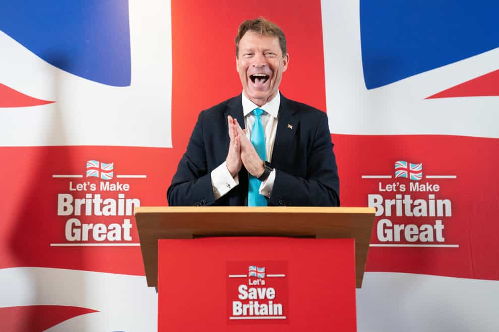 Reform gained 13% of the vote in Wellingborough and 10% in Kingswood, with the party leader Richard Tice stating it is ‘solidifying’ itself as the third largest political party in the UK (Stefan Rousseau/PA)