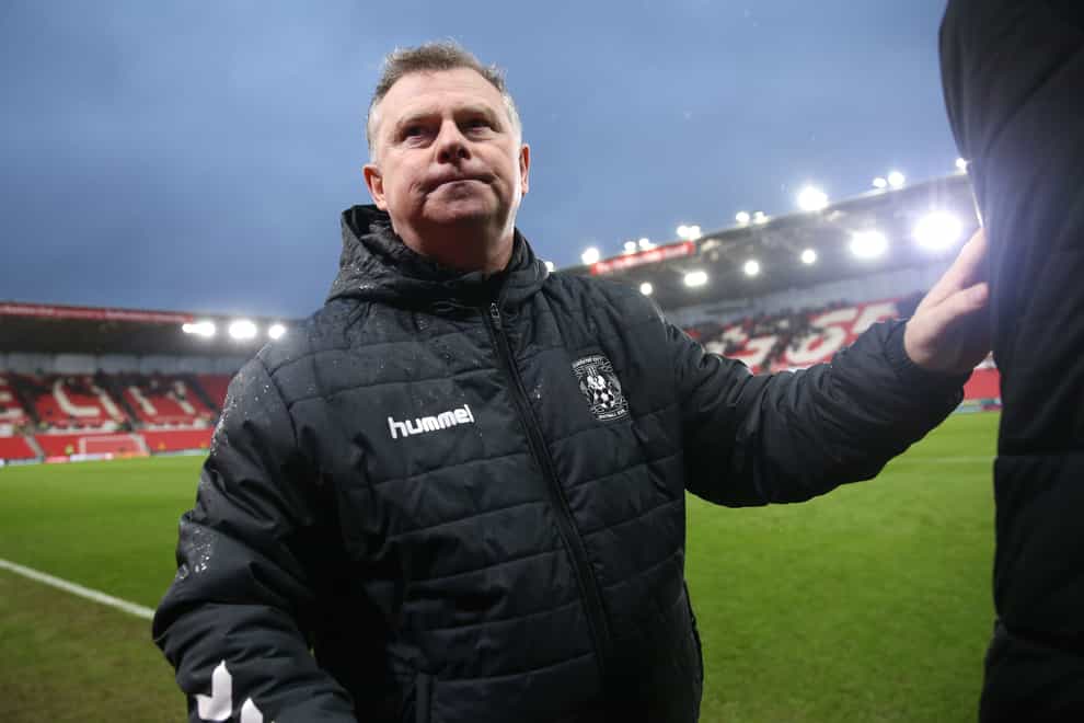 Coventry manager Mark Robins saluted Ellis Simms’ quality in the win at Stoke (Barrington Coombs/PA)