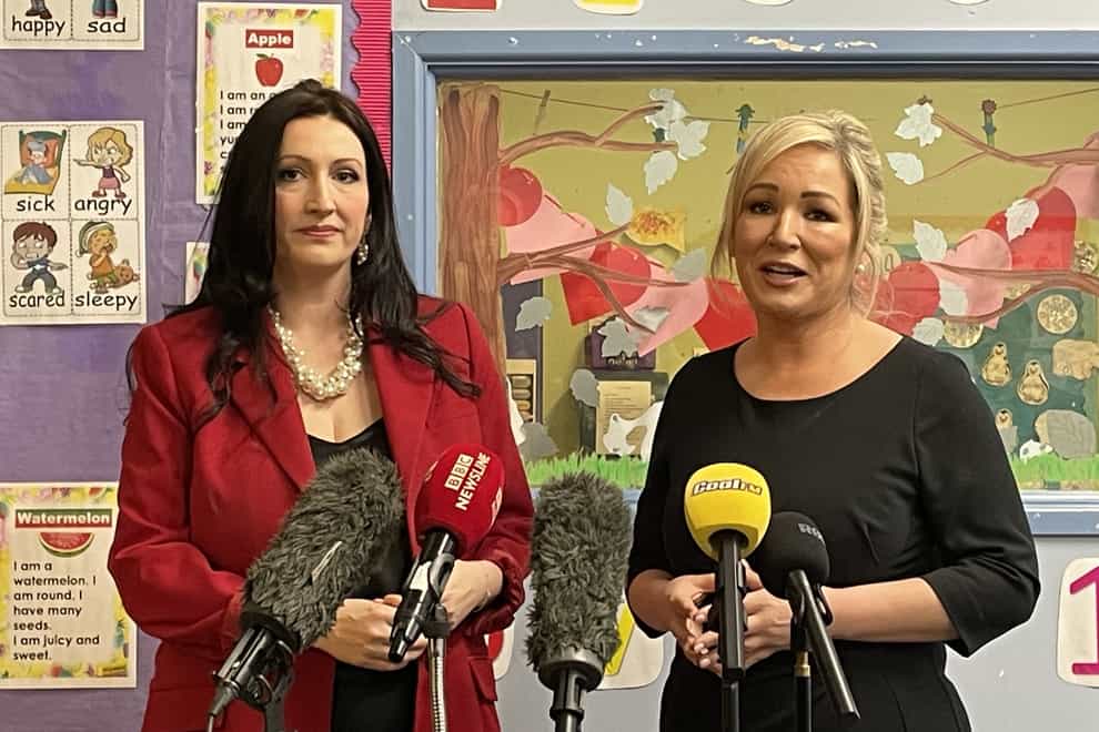 First Minister Michelle O’Neill, right, and deputy First Minister Emma Little-Pengelly were congratulated on their appointments (PA)