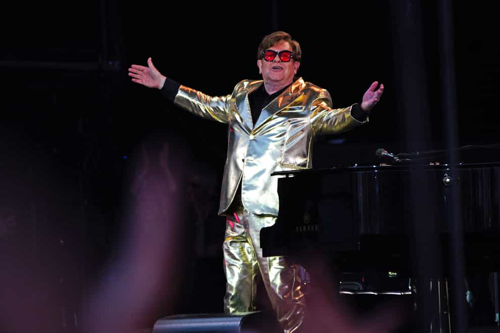 Sir Elton John performing at the Glastonbury Festival in 2023. The singer curated a sale of some of his belongings (Ben Birchall/PA)