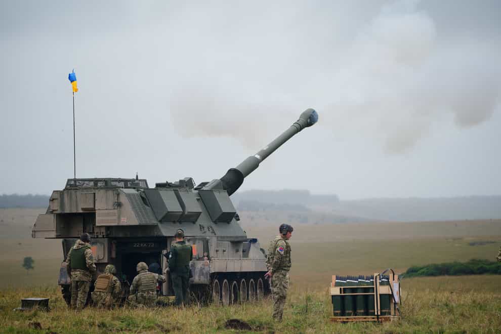The UK has already provided artillery training to Ukrainian troops, and is now investing £245m in replenishing Kyiv’s stock of munitions (Ben Birchall/PA)