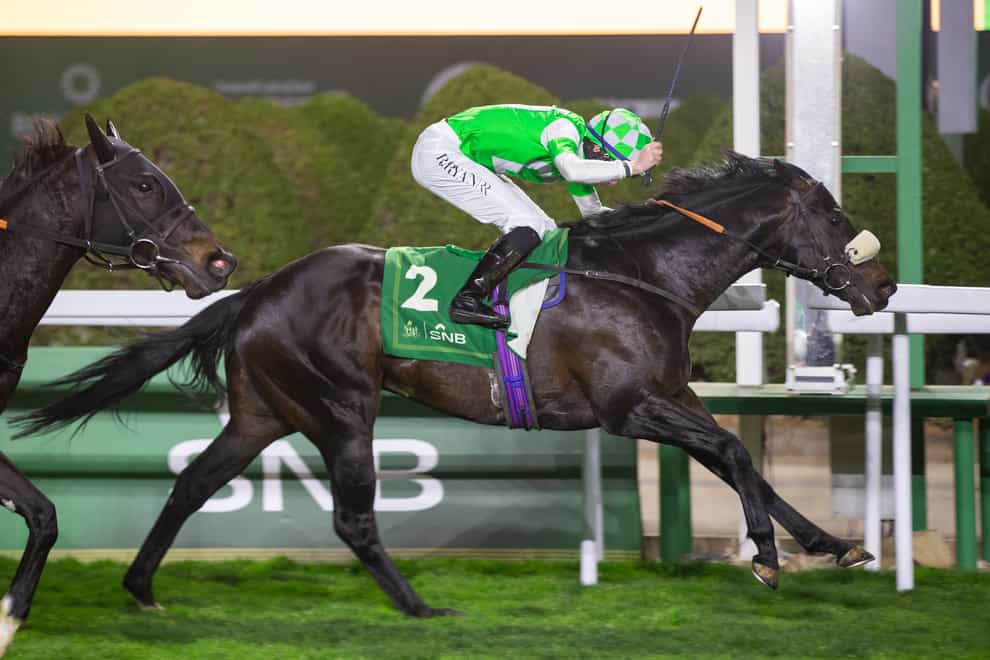 Annaf and Rossa Ryan winning the Saudi National Bank 1351 Turf Sprint (Jockey Club of Saudi Arabia/Erika Rasmussen)