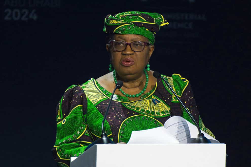 Ngozi Okonjo-Iweala noted the ongoing disruption to shipping caused by Yemen’s Houthi rebels in the Red Sea (Jon Gambrell/AP)