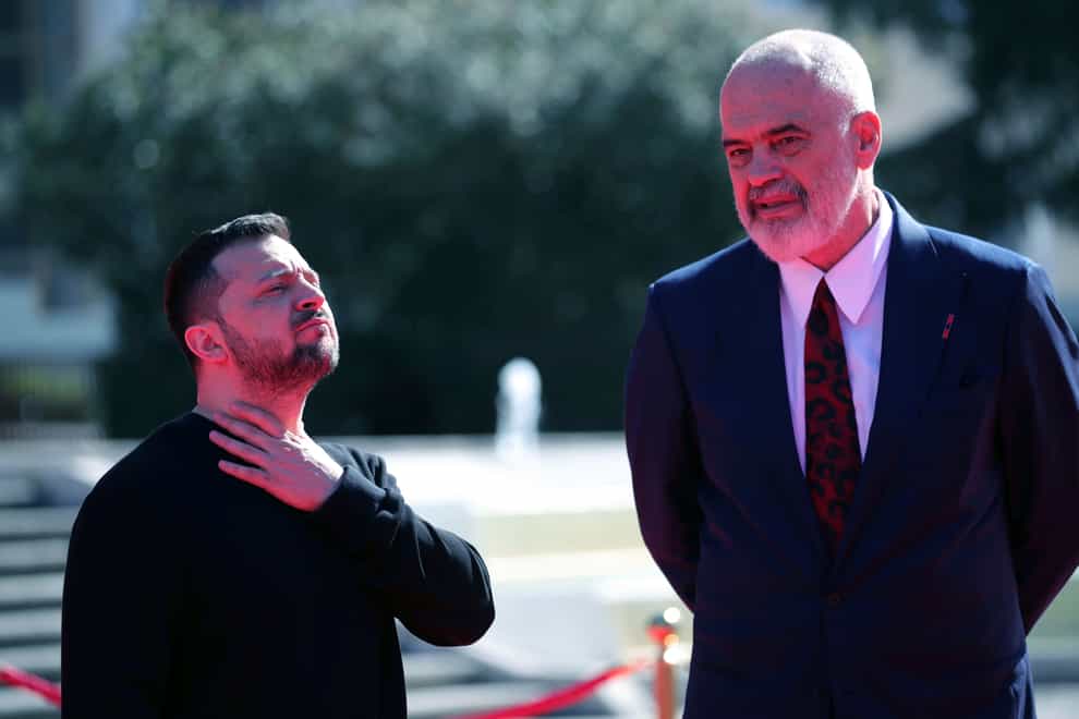 Albanian Prime Minister Edi Rama, right, and Ukrainian President Volodymyr Zelensky (AP)