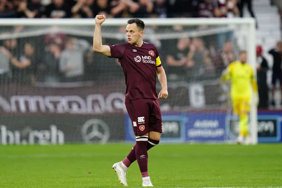 Lawrence Shankland equalised for Hearts with a penalty (Jane Barlow/PA)