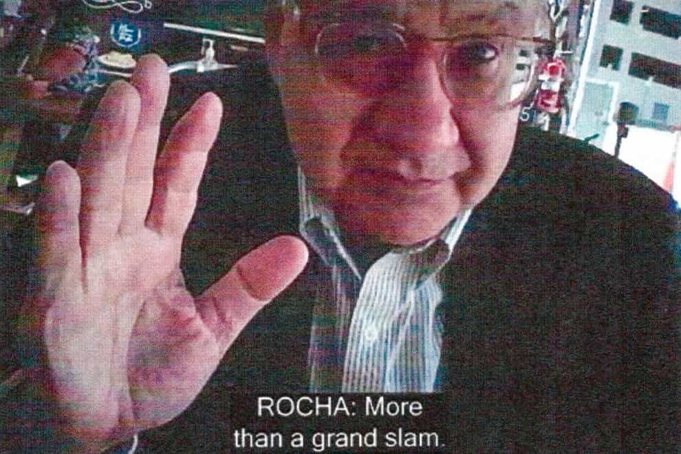 Manuel Rocha during a meeting with an FBI undercover employee (Justice Department via AP, File)