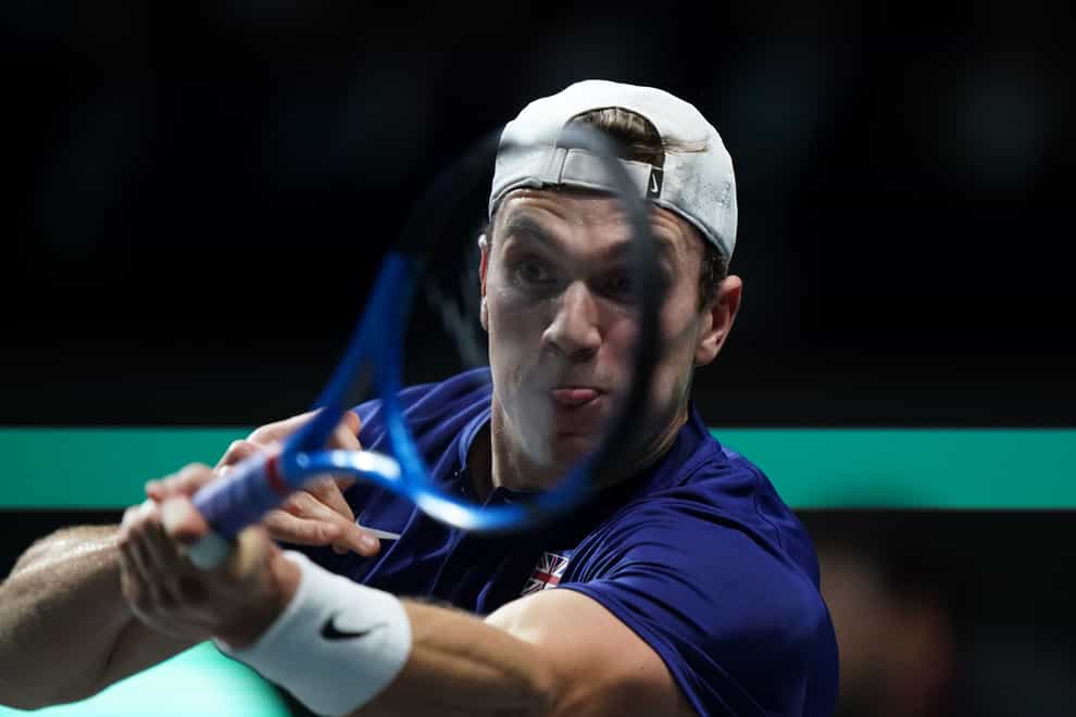 Great Britain’s Jack Draper in action against Serbia’s Miomir Kecmanovic during the 2023 Davis Cup quarter-final (PA)