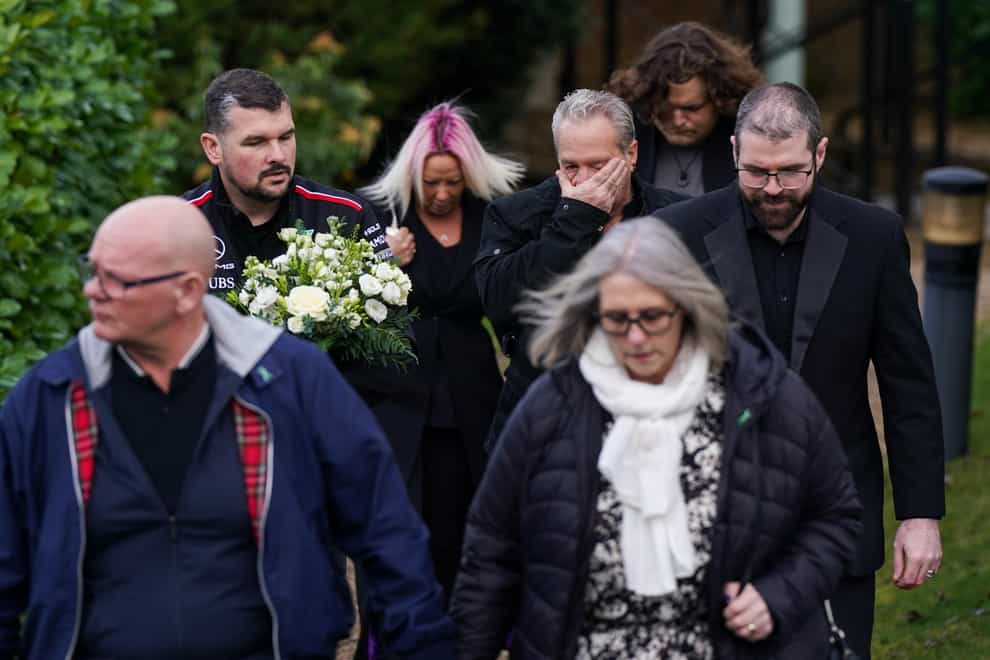 The family of Harry Dunn attending his second funeral, at Banbury Crematorium in Oxfordshire (Jacob King/PA)