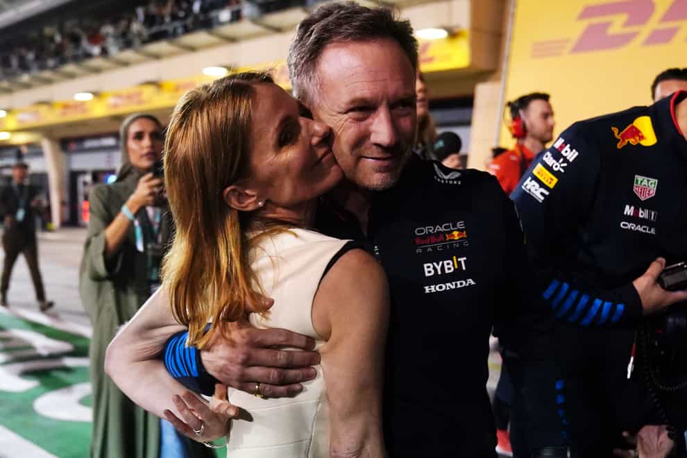 Christian Horner and wife Geri pictured after Red Bull’s Max Verstappen won the season-opening Bahrain Grand Prix (David Davies/PA).