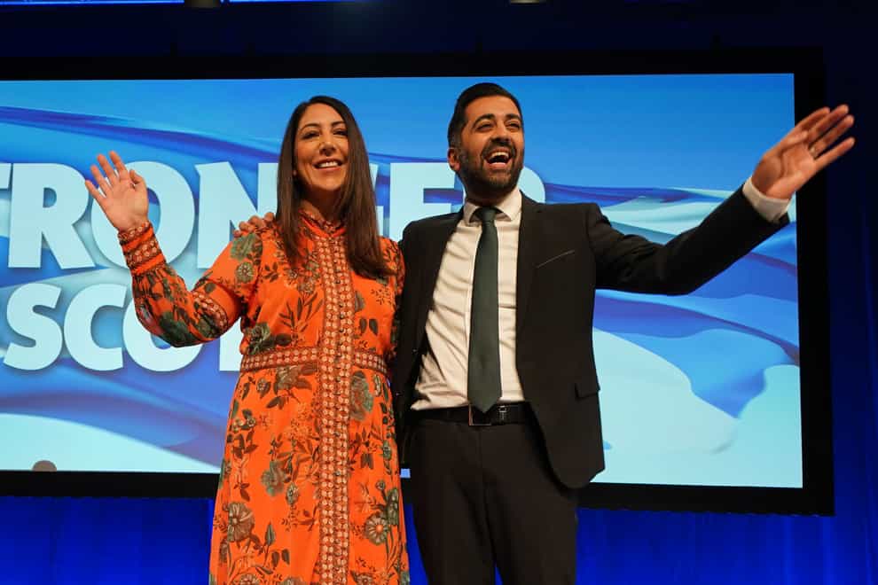 First Minister Humza Yousaf and his wife Nadia El-Nakla are set to become parents in the summer (Andrew Milligan/PA)