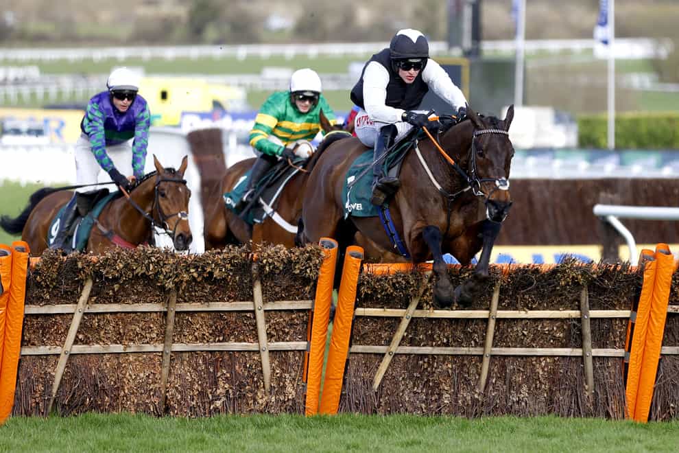 Flooring Porter ridden by jockey Danny Mullins on their way to winning the Paddy Power Stayers’ Hurdle (Steven Paston/PA)