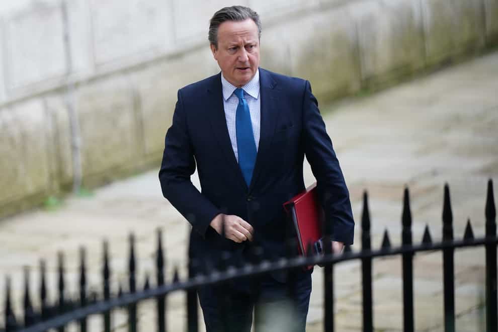 Lord Cameron is to meet his German counterpart to discuss Russia, Ukraine and Gaza (James Manning/PA)
