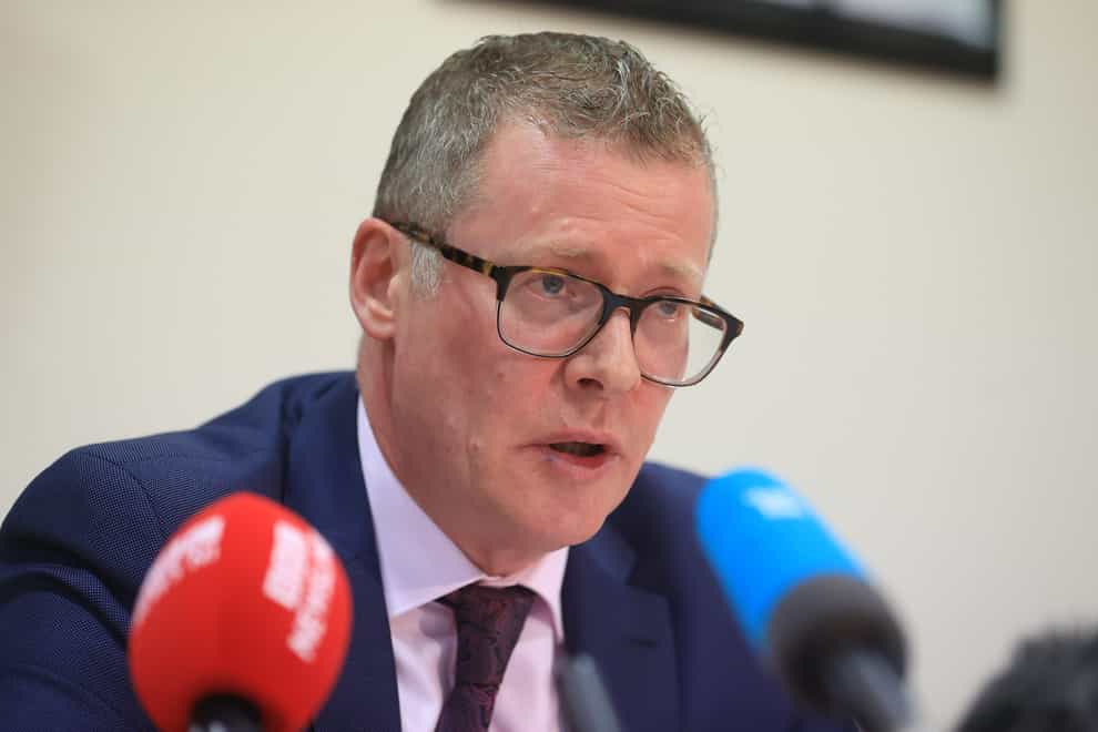 Solicitor Kevin Winters, at the offices of KRW Law in Belfast, speaking to the media on behalf of his clients following the publication of the Operation Kenova Interim Report into Stakeknife (Liam McBurney/PA)
