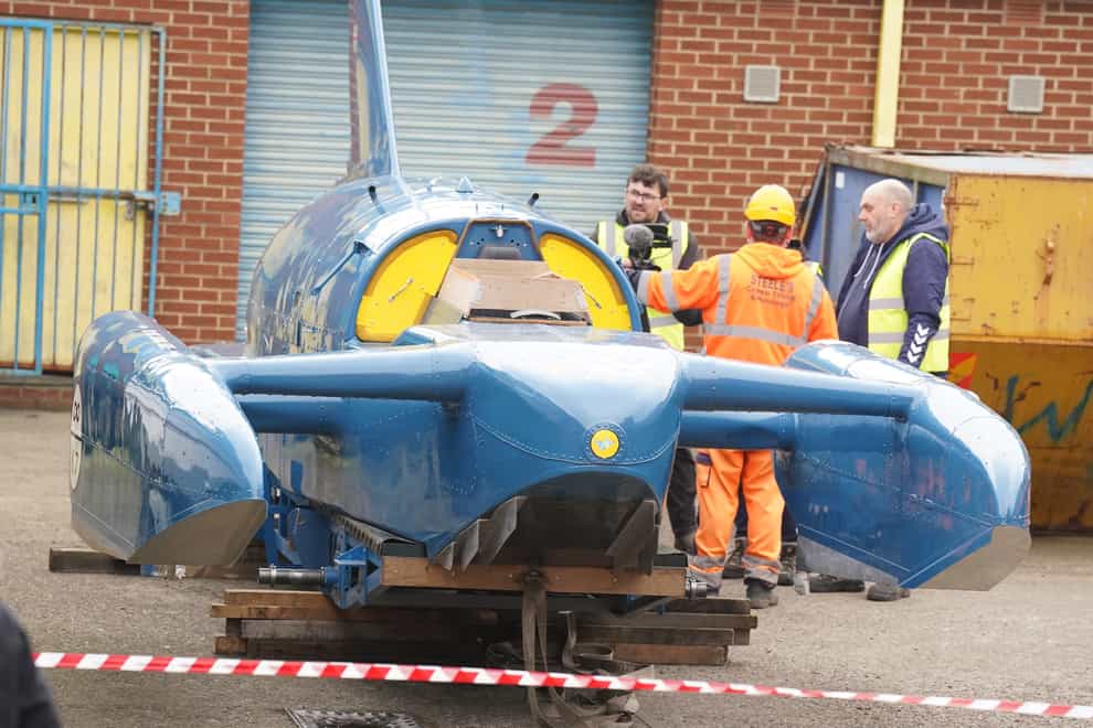 The restored Bluebird K7 before it was loaded onto a lorry in North Shields (Owen Humphreys/PA Wire)