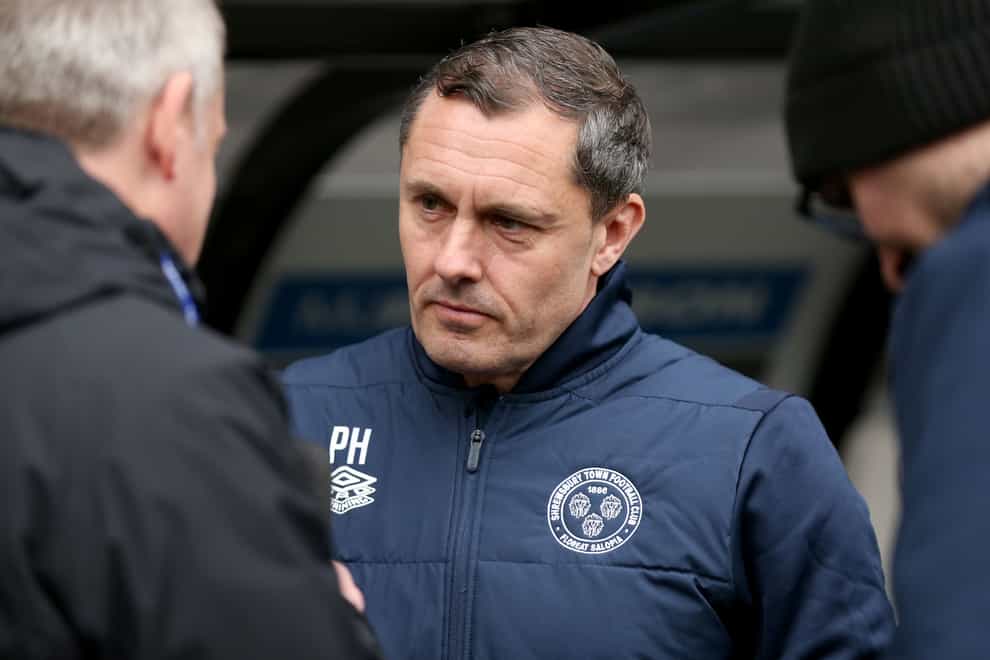 Paul Hurst admitted it was a nervy finish for Shrewsbury (Barrington Coombs/PA)