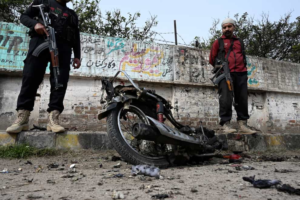 Two people were killed and another seriously injured when a motorcycle bomb exploded in the north-western Pakistani city of Peshawar on Sunday (AP)