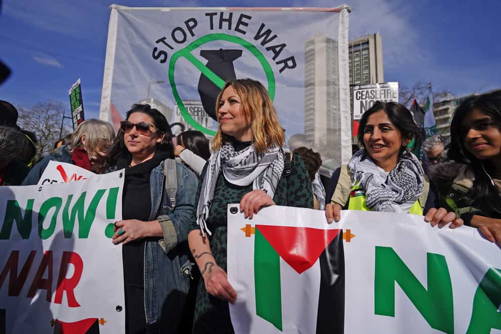 Singer Charlotte Church has said the police have had to check on her because her safety has been threatened since she took part in a pro-Palestine march (Jordan Pettitt/PA)