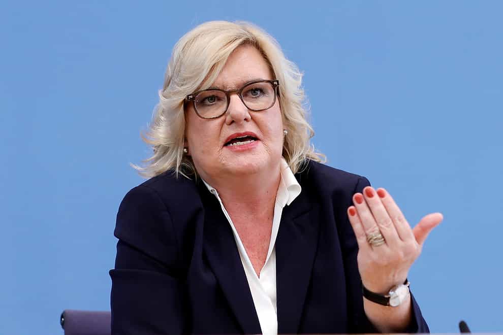 Germany’s parliamentary commissioner for the Armed Forces Eva Hogl speaks at a press conference Berlin (Carsten Koall/AP)