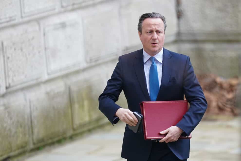 Lord David Cameron called for Israel to open one of its ports and to allow aid to enter Gaza via land (James Manning/PA)