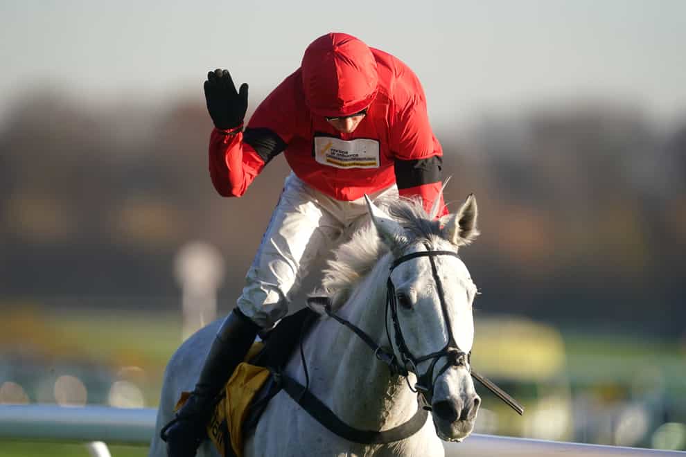 Grey Dawning ridden by Harry Skelton wins The Betfair Exchange Graduation Chase during Betfair Chase Day at Haydock Park Racecourse (David Davies/PA)