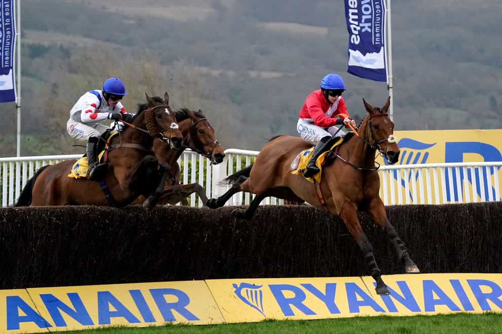 Envoi Allen ridden by Rachael Blackmore on their way to winning the Ryanair Chase (Tim Goode/PA)
